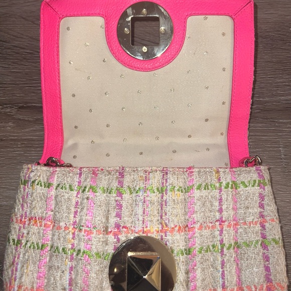 Kate Spade New York Multicolor Tweed Lightweight Flap Crossbody Cloth Purse - Picture 4 of 12